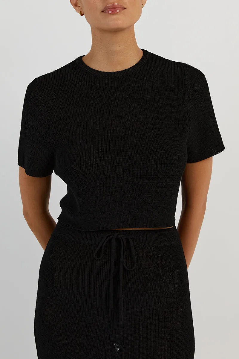 ASHER BLACK KNIT CROPPED TEE sold by Dissh product image thumbnail 5