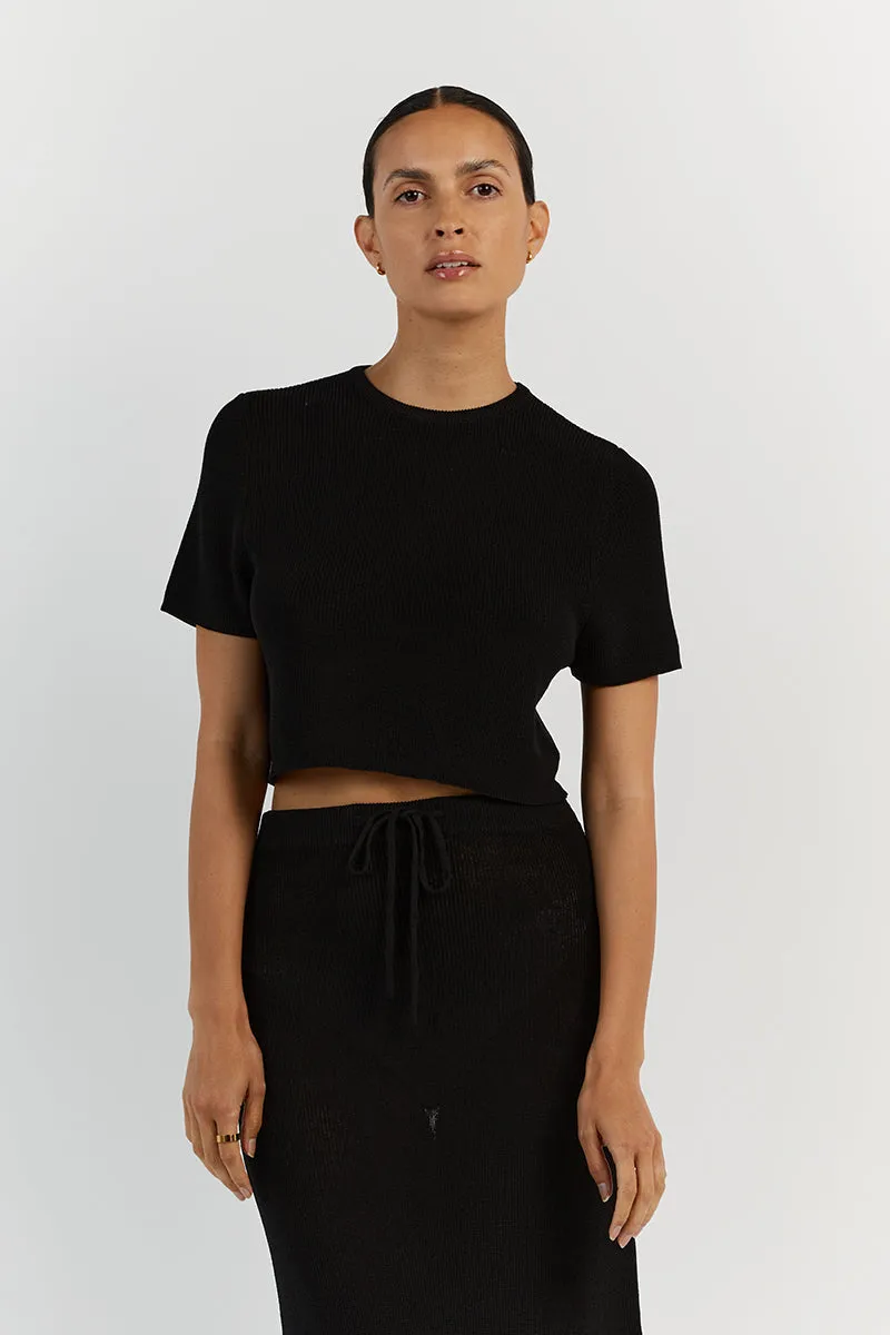 ASHER BLACK KNIT CROPPED TEE sold by Dissh product image thumbnail 2