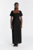 JAMIE BLACK LINEN MIDI DRESS sold by Dissh