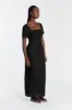 JAMIE BLACK LINEN MIDI DRESS sold by Dissh