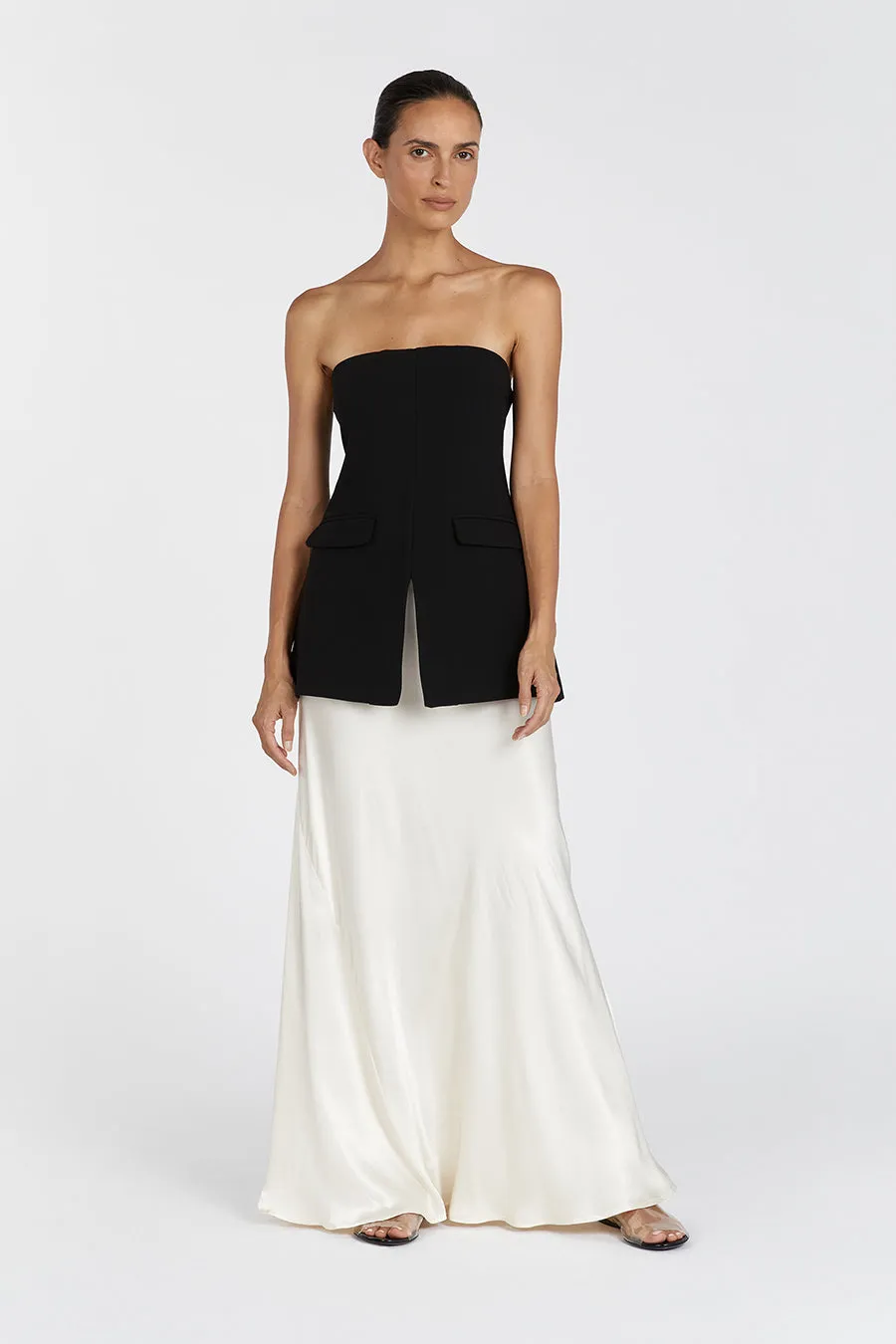 WILLA BLACK STRAPLESS TOP sold by Dissh