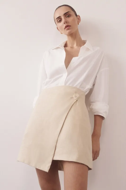 TOMMY SAND LINEN MINI SKIRT sold by Dissh