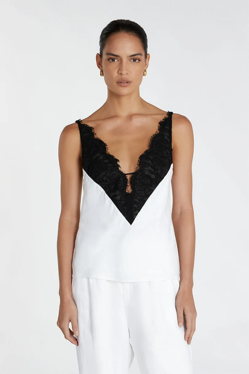 HAZEL WHITE LACE LINEN CAMI sold by Dissh product image thumbnail 2