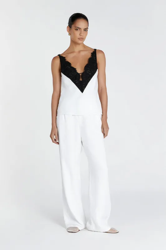 HAZEL WHITE LACE LINEN CAMI sold by Dissh