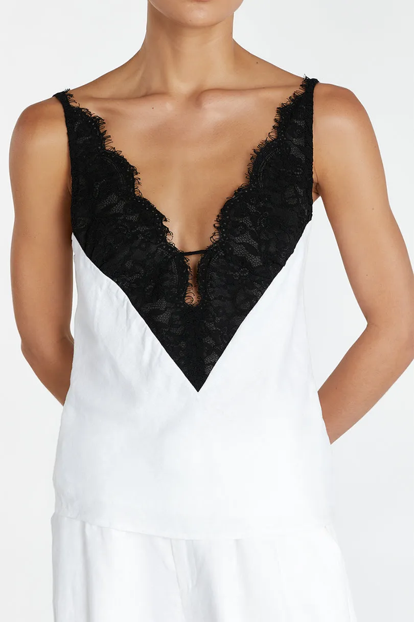 HAZEL WHITE LACE LINEN CAMI sold by Dissh product image thumbnail 5