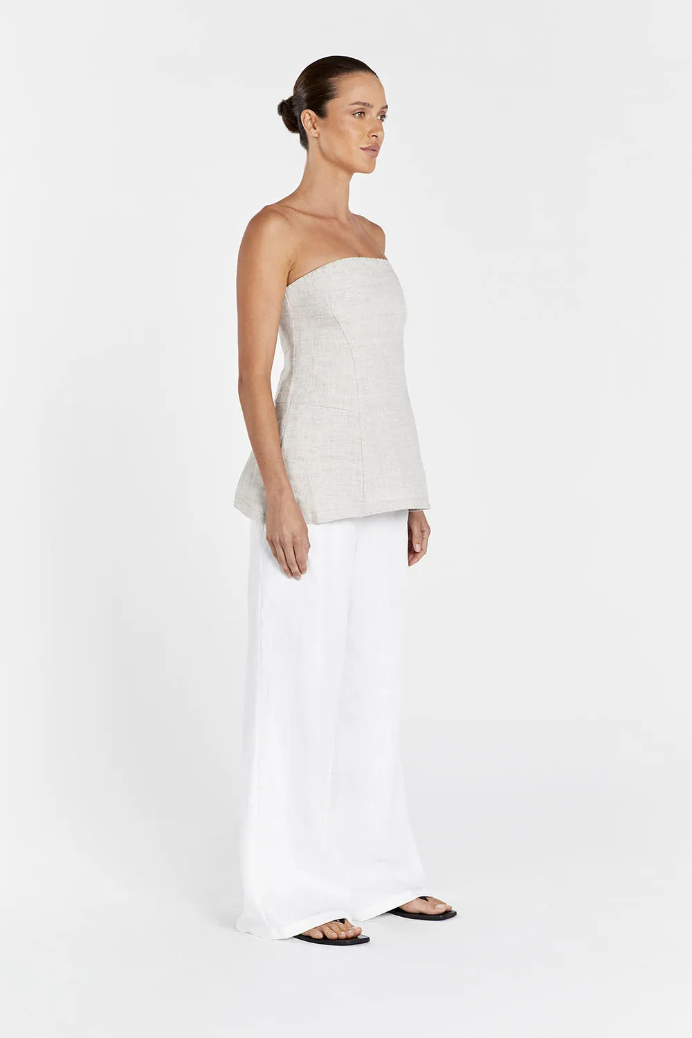 LARA BEIGE LINEN STRAPLESS TOP sold by Dissh product image thumbnail 3