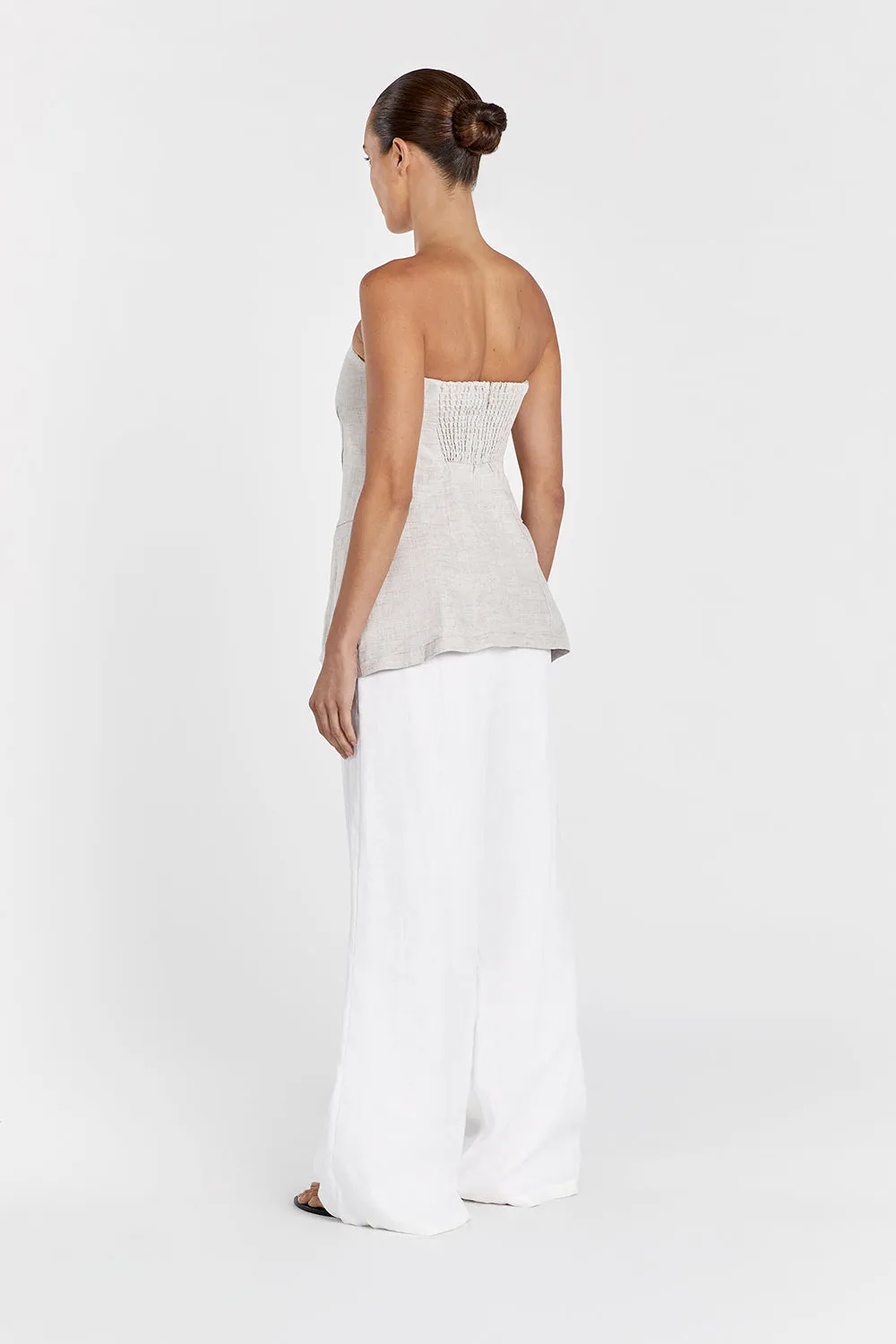 LARA BEIGE LINEN STRAPLESS TOP sold by Dissh product image thumbnail 4