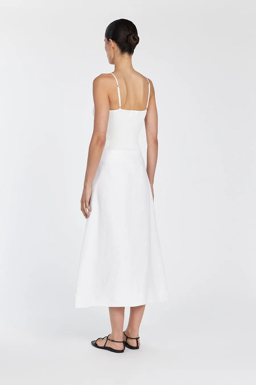 TOMMY WHITE LINEN MIDI SKIRT sold by Dissh product image thumbnail 4
