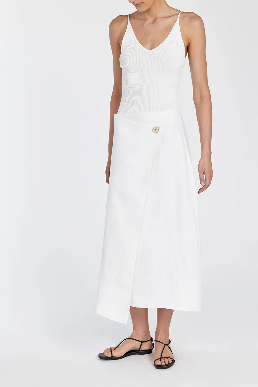 TOMMY WHITE LINEN MIDI SKIRT sold by Dissh product image thumbnail 2