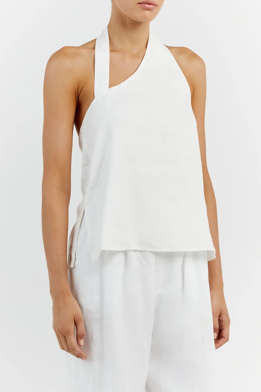 ZOEY WHITE LINEN ASYM TOP sold by Dissh product image thumbnail 5