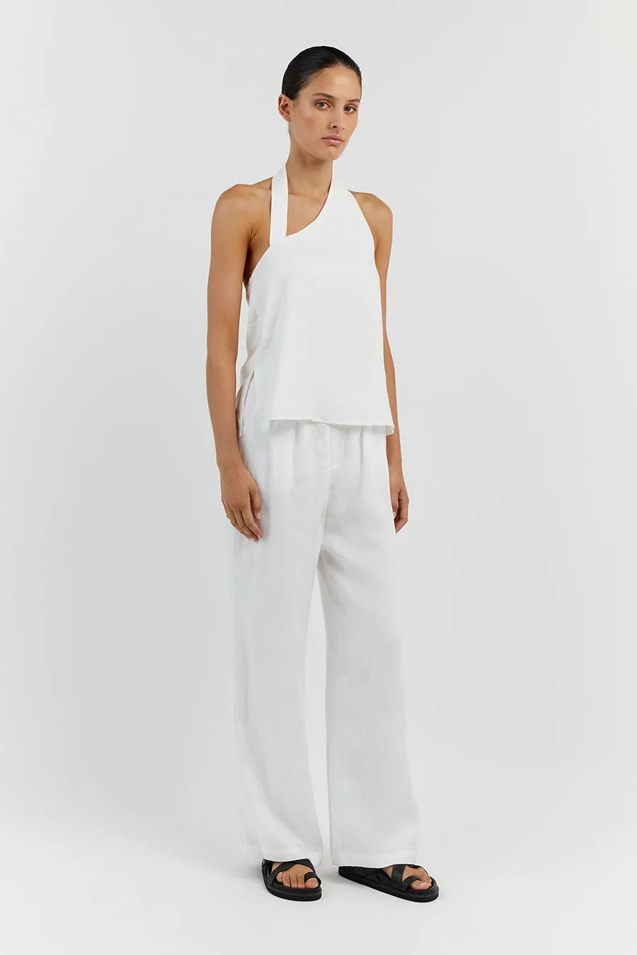 ZOEY WHITE LINEN ASYM TOP sold by Dissh product image thumbnail 3