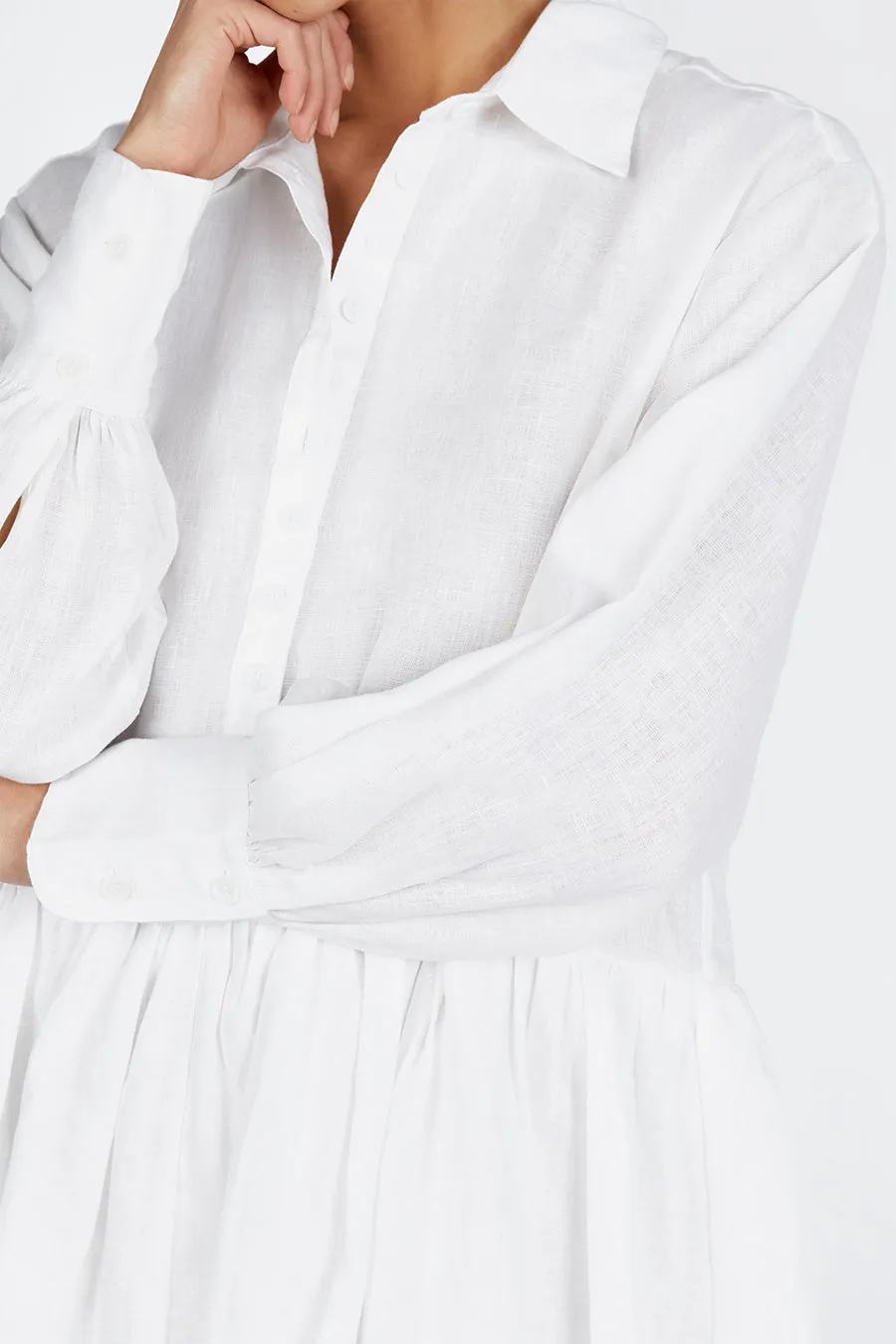 VIOLET WHITE LINEN MINI DRESS sold by Dissh product image thumbnail 5