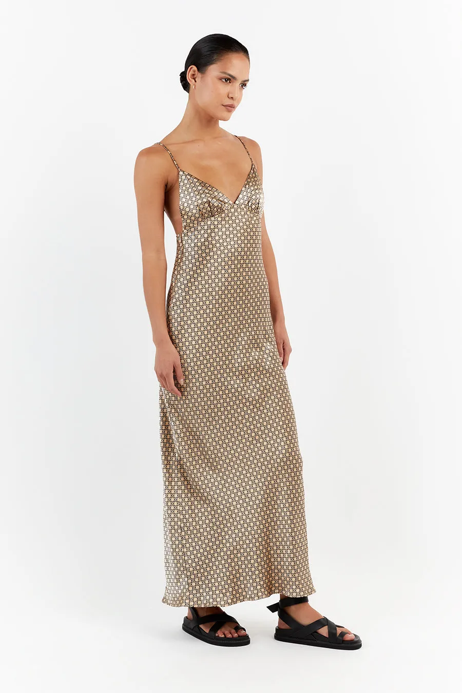 LOU SWIRL SATIN MAXI DRESS sold by Dissh product image thumbnail 3