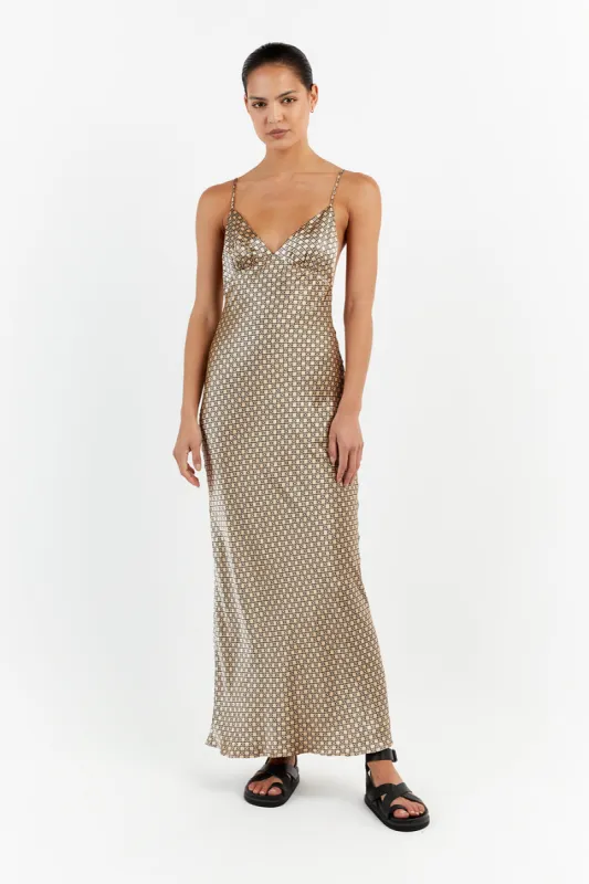 LOU SWIRL SATIN MAXI DRESS made by Dissh