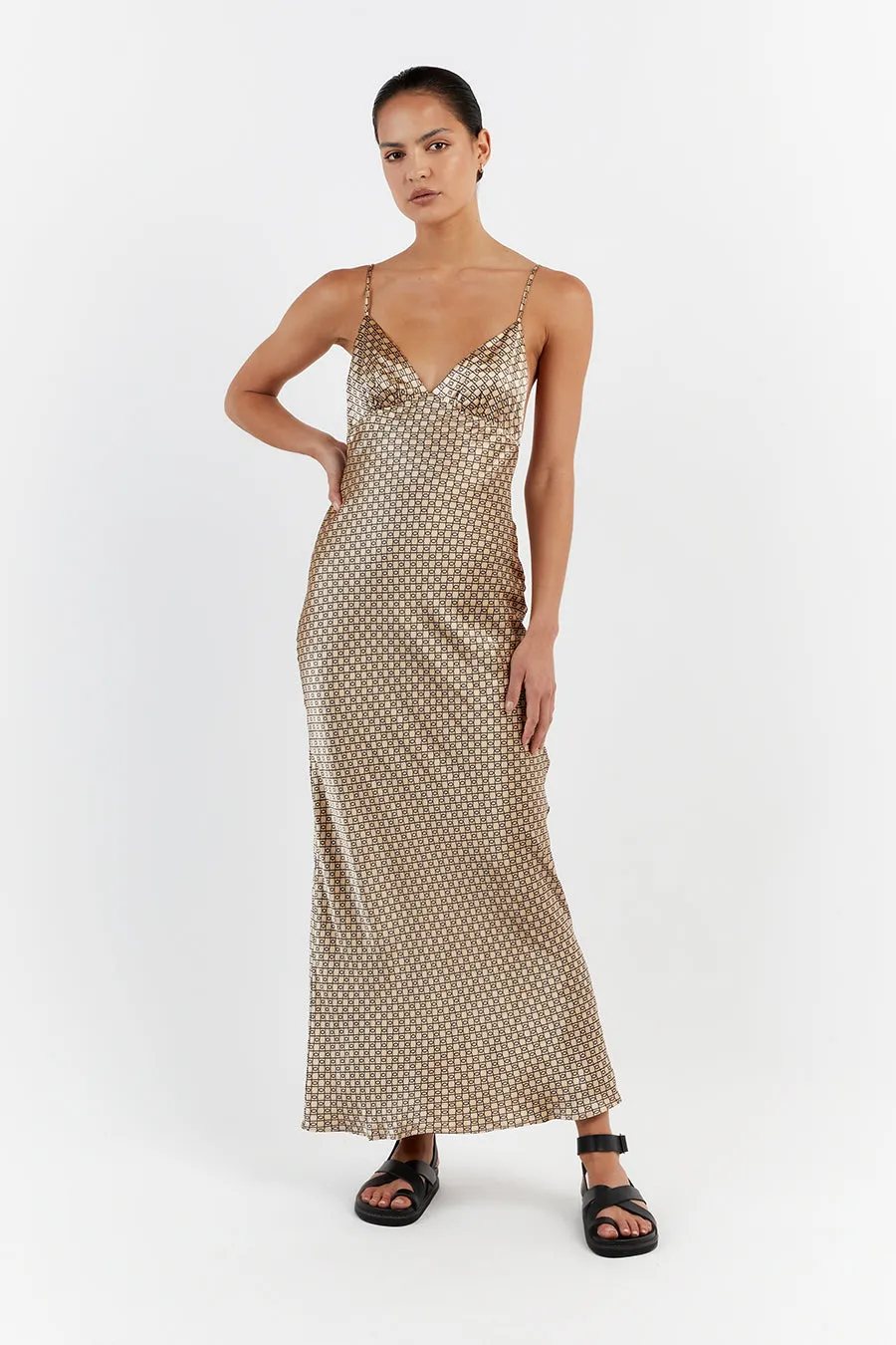 LOU SWIRL SATIN MAXI DRESS sold by Dissh product image thumbnail 2