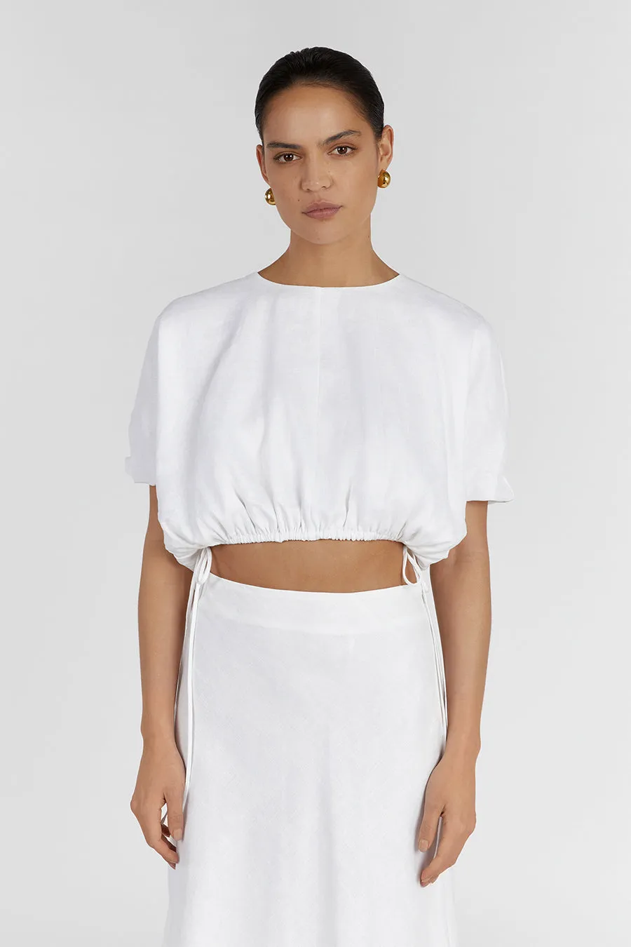 GEORGIA WHITE LINEN CROP TOP sold by Dissh product image thumbnail 2