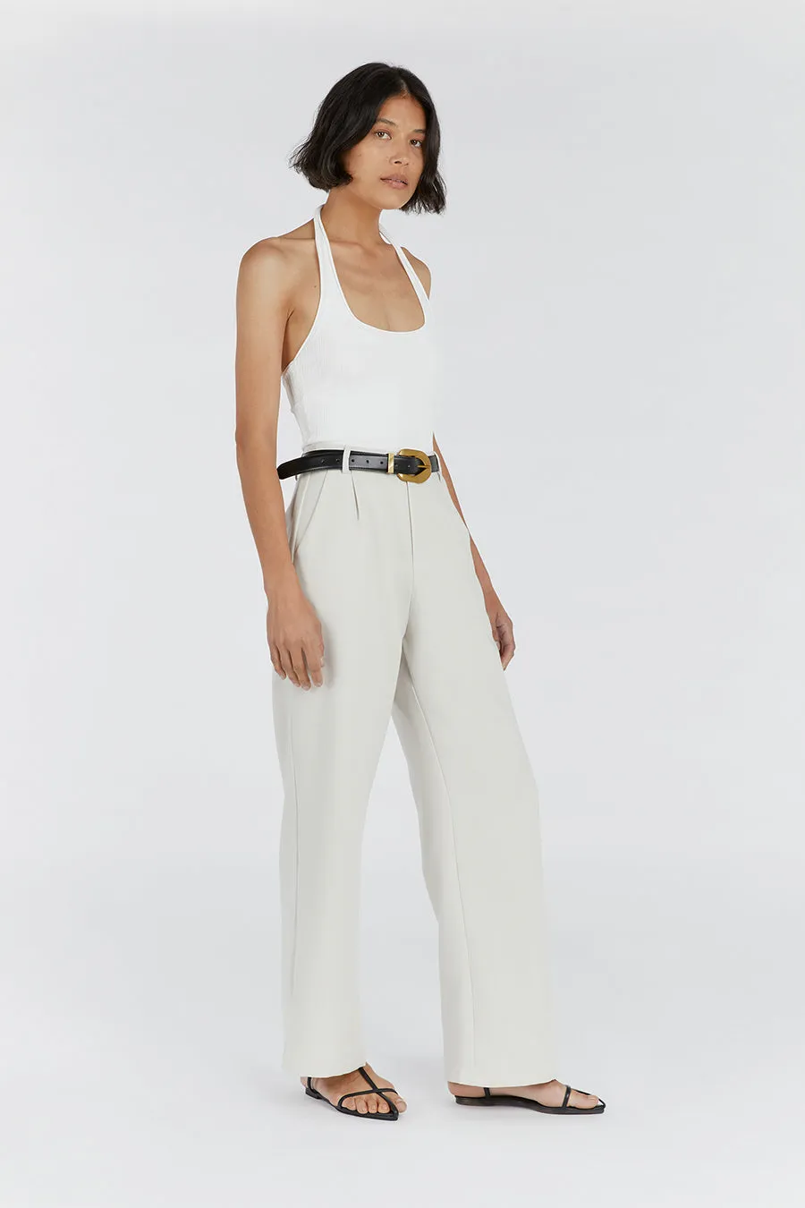 EDDISON OFF WHITE KNIT HALTER TOP sold by Dissh product image thumbnail 3