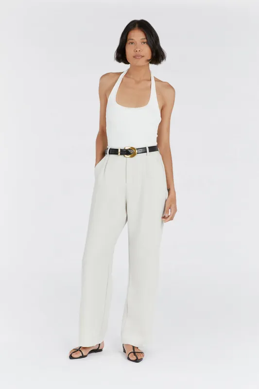 EDDISON OFF WHITE KNIT HALTER TOP sold by Dissh
