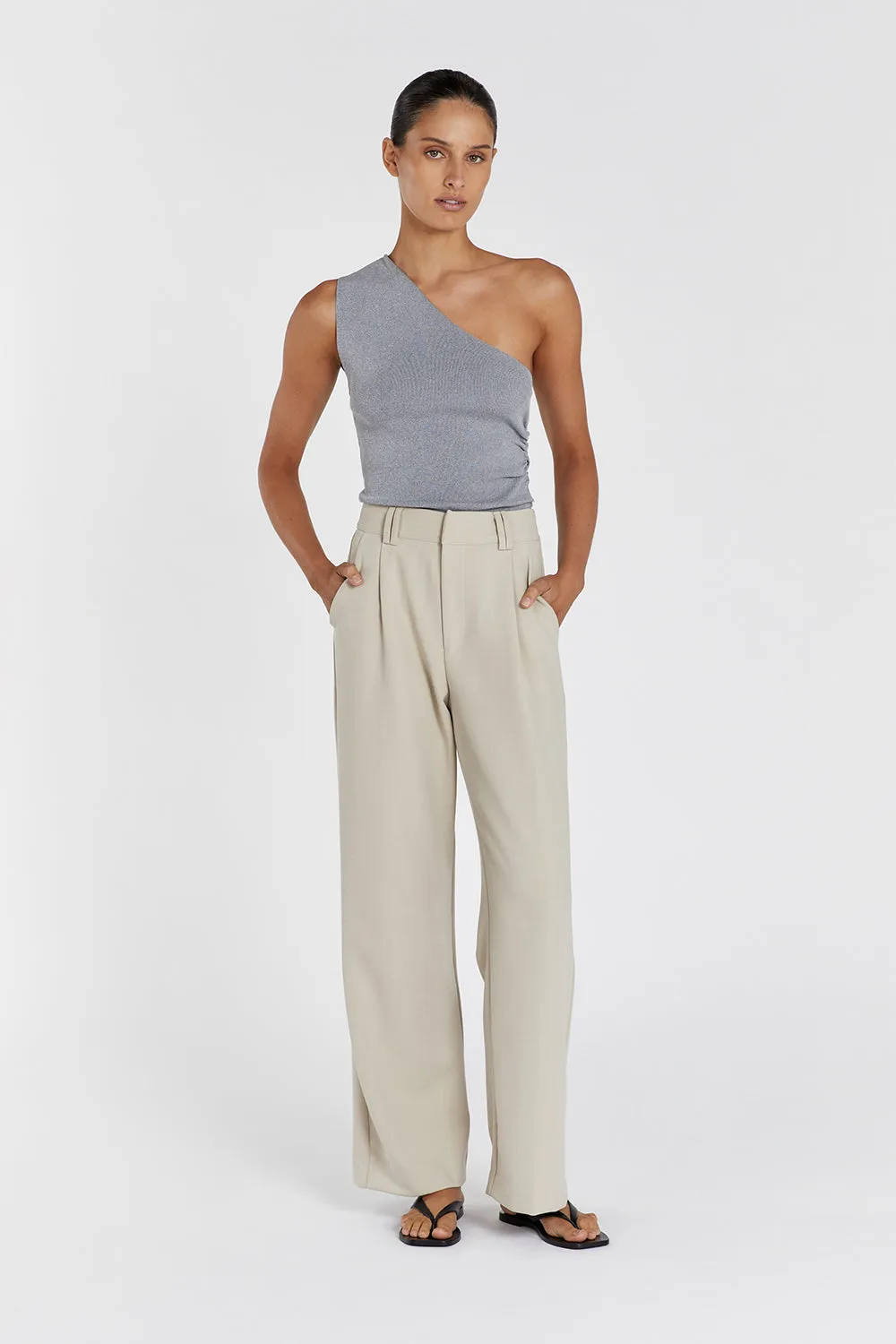 LANE SILVER MARLE ASYM KNIT TOP sold by Dissh