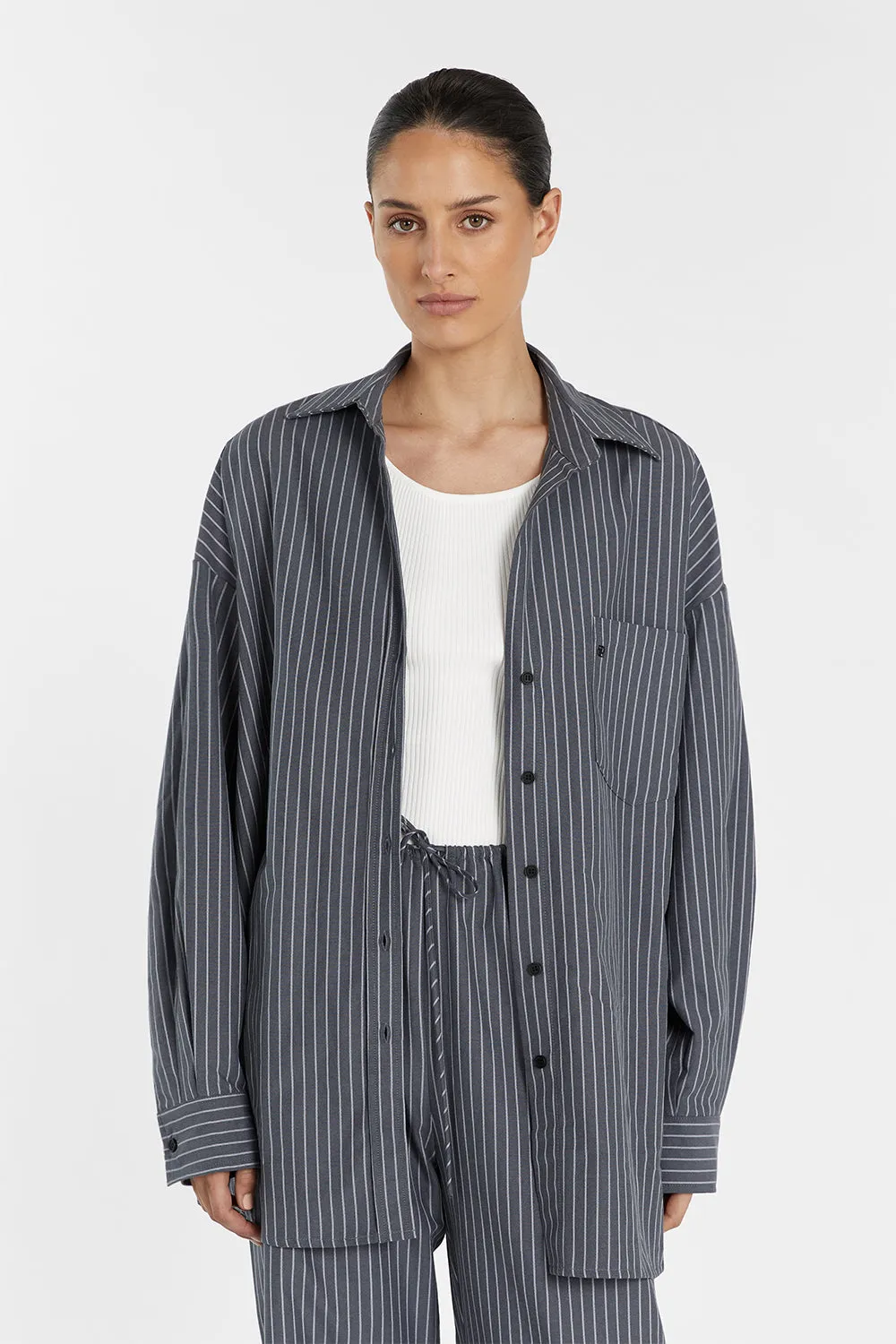 MASON SLATE STRIPE OVERSIZED SHIRT sold by Dissh product image thumbnail 3