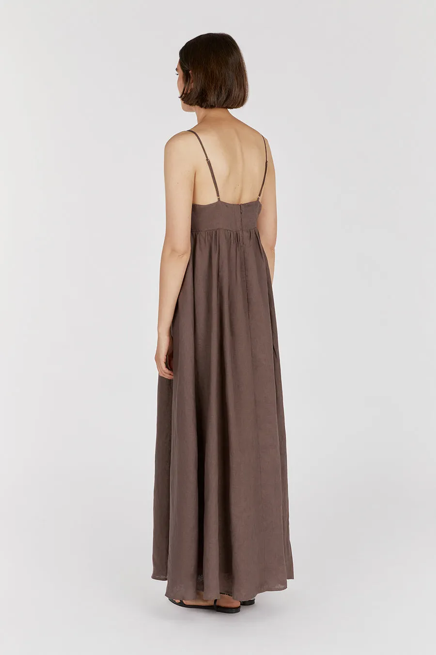 DALLAS CHOCOLATE LINEN MAXI DRESS sold by Dissh product image thumbnail 4