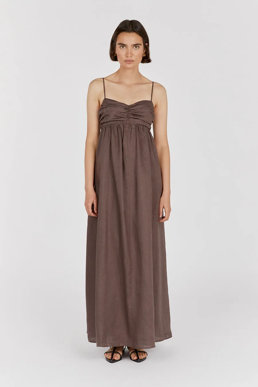 DALLAS CHOCOLATE LINEN MAXI DRESS sold by Dissh product image thumbnail 2