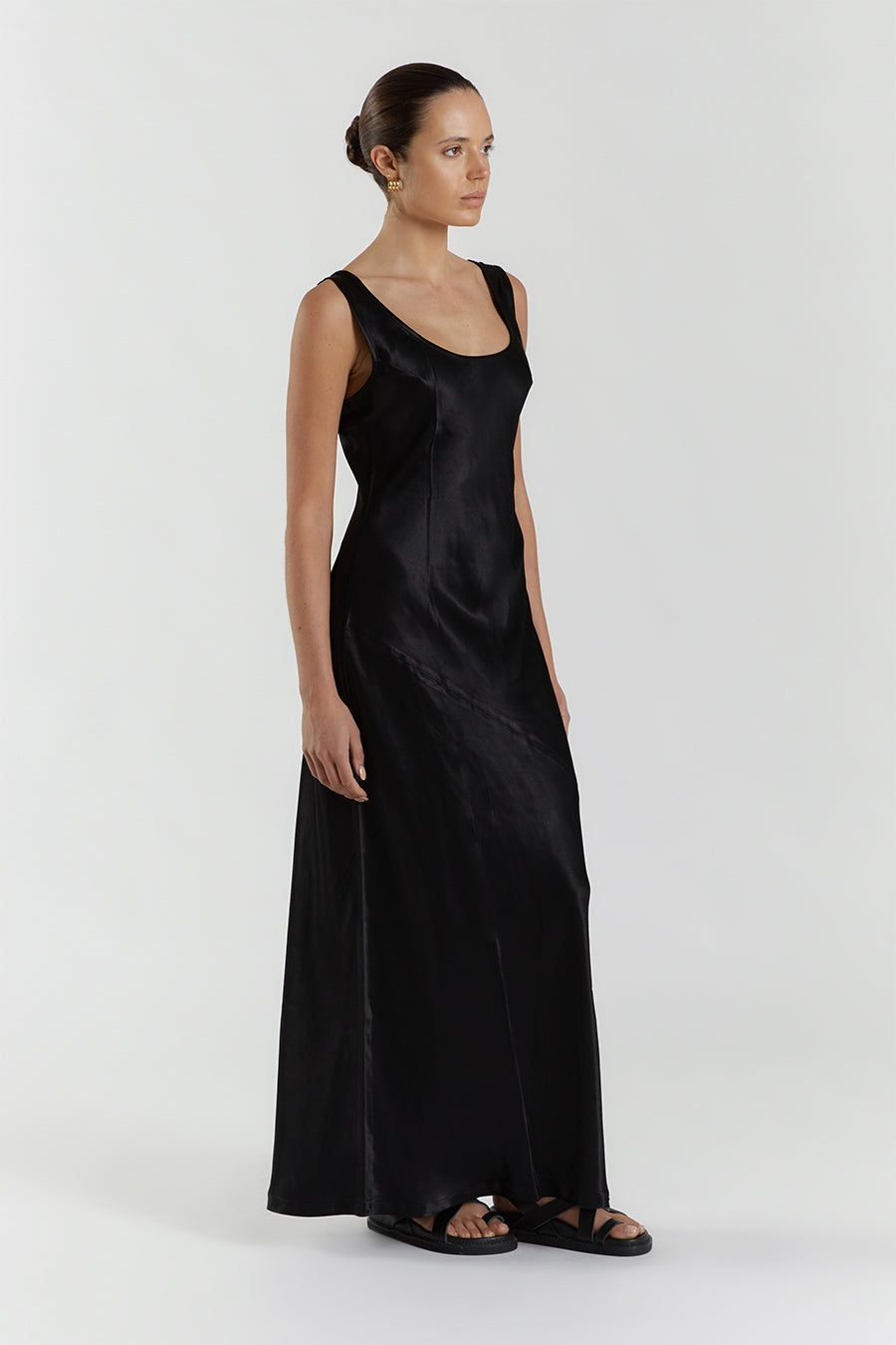 LEA BLACK SATIN MAXI DRESS sold by Dissh product image thumbnail 3