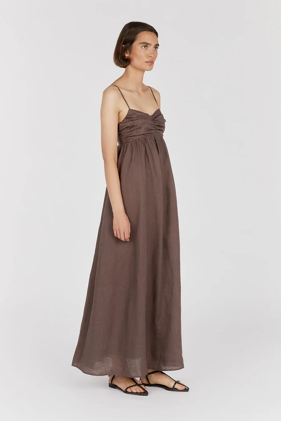 DALLAS CHOCOLATE LINEN MAXI DRESS sold by Dissh product image thumbnail 3