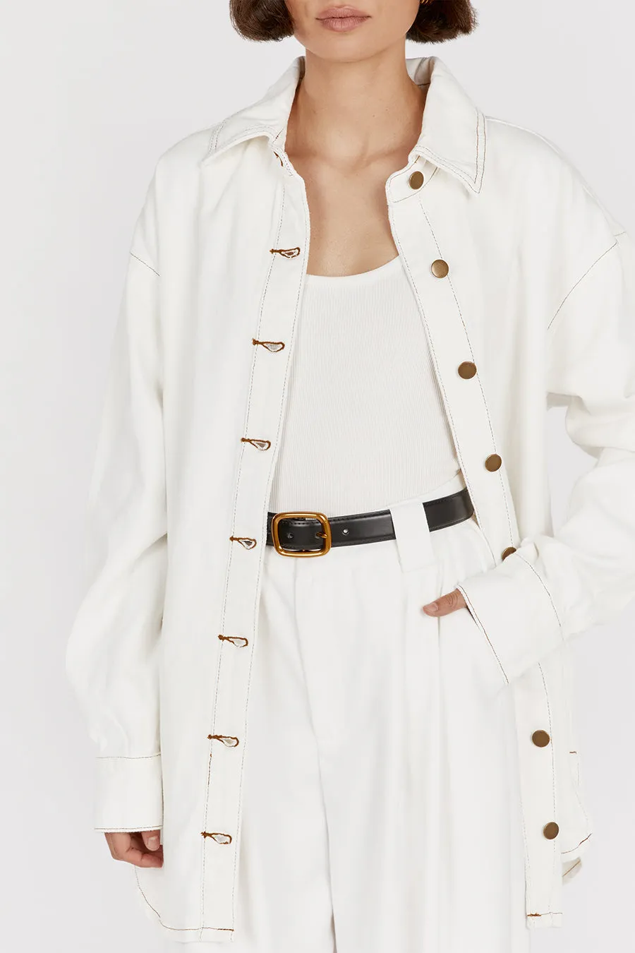 KALLEN OFF WHITE DENIM SHACKET sold by Dissh product image thumbnail 5