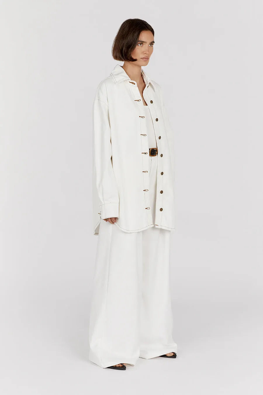 KALLEN OFF WHITE DENIM SHACKET sold by Dissh product image thumbnail 3