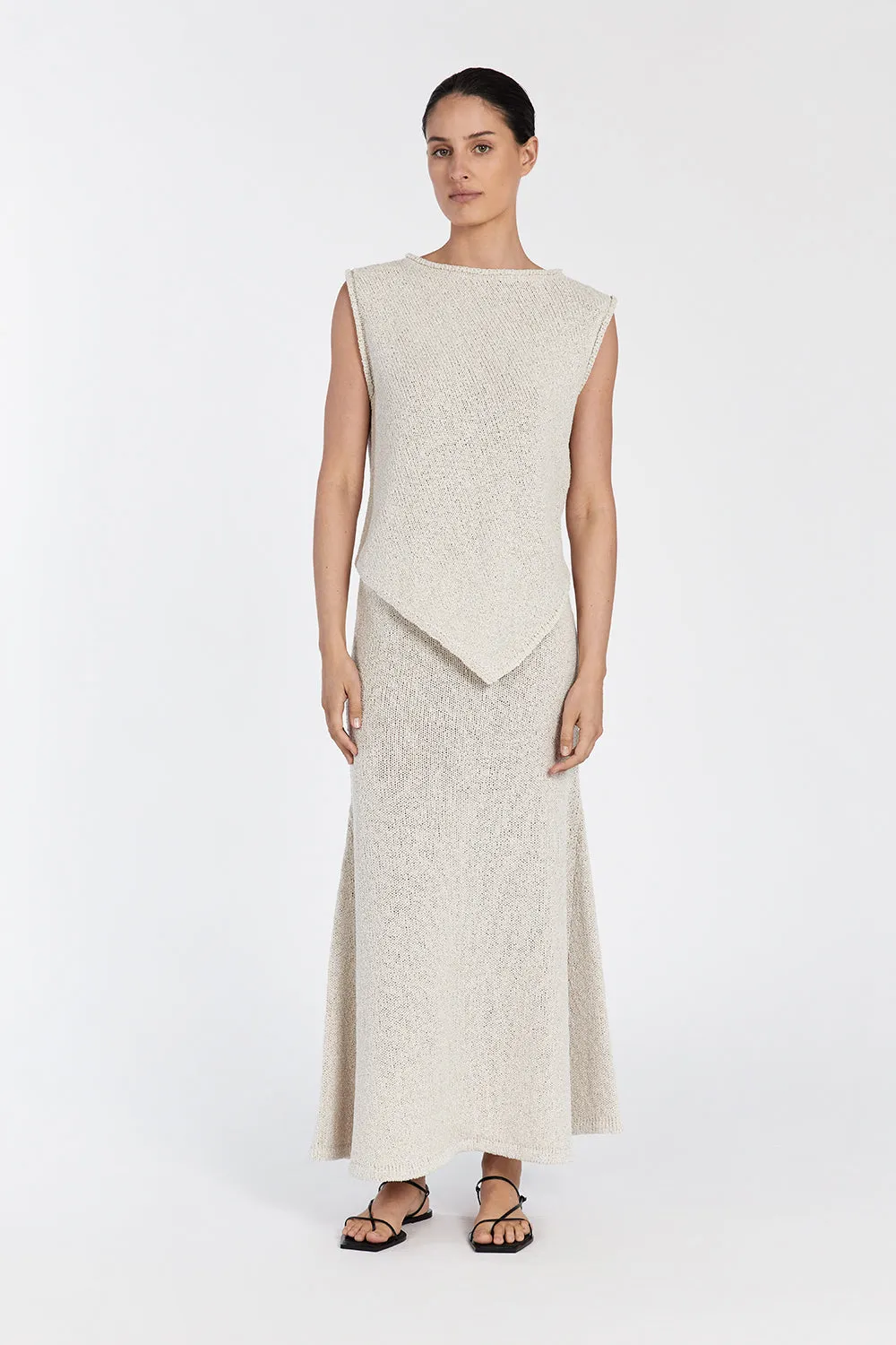 ALTHEA STONE ASYM KNIT TOP sold by Dissh