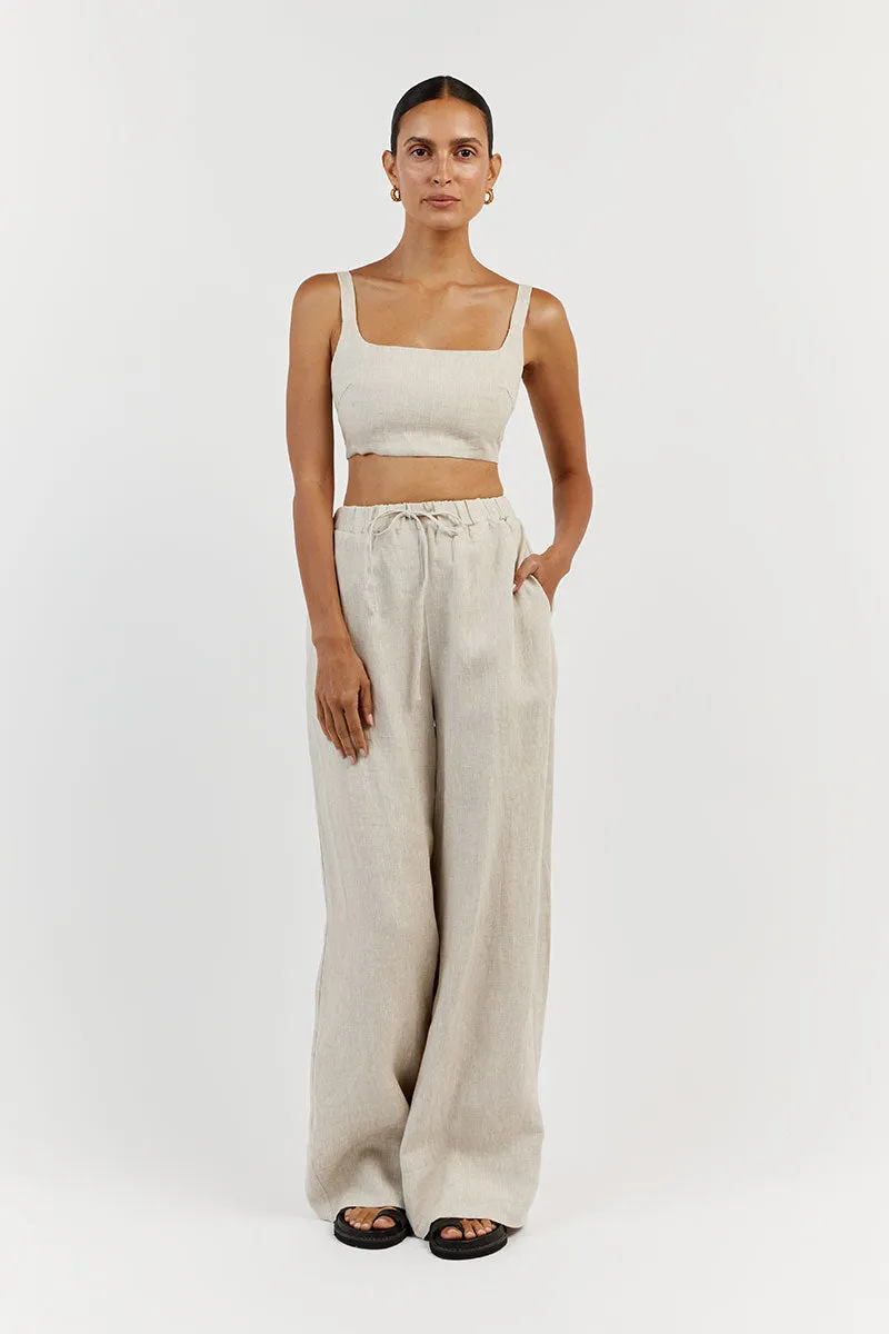 PENNY NATURAL LINEN CROP TOP sold by Dissh