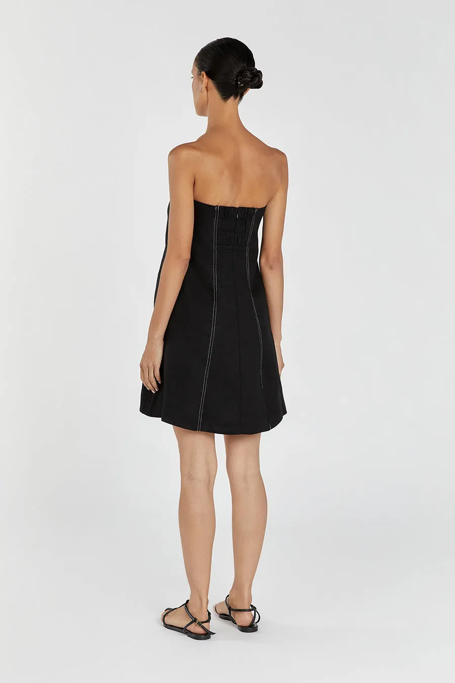SIMONA BLACK LINEN MINI DRESS sold by Dissh product image thumbnail 4