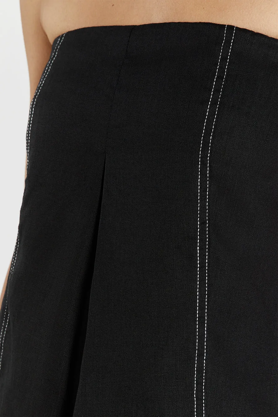 SIMONA BLACK LINEN MINI DRESS sold by Dissh product image thumbnail 5