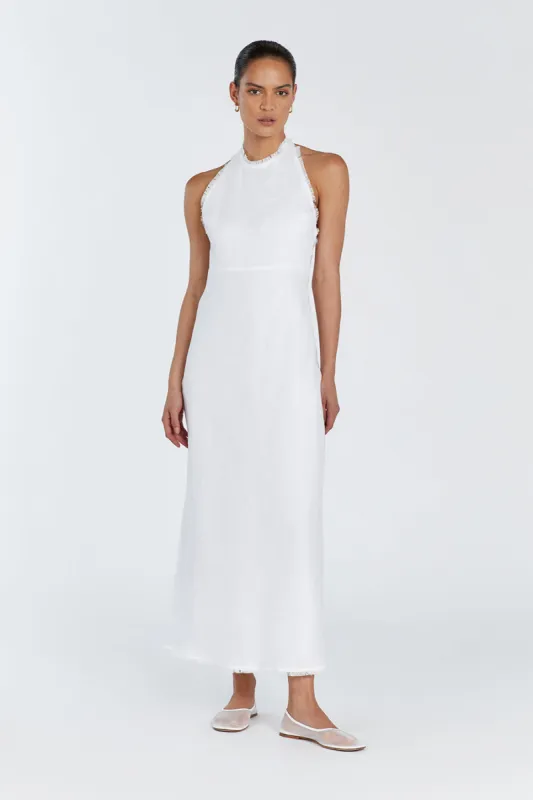 ADINA WHITE LINEN HALTER MAXI DRESS sold by Dissh
