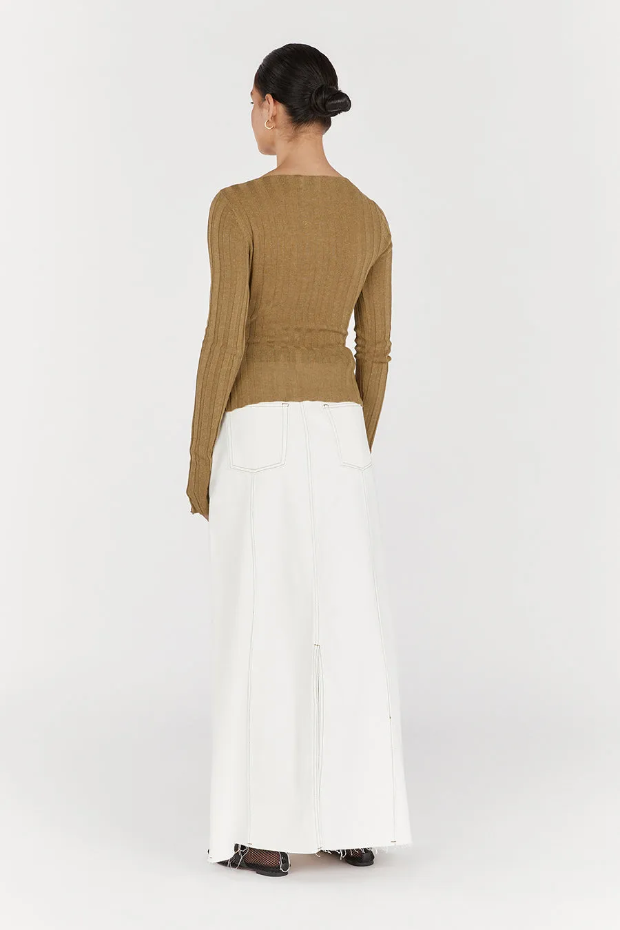GOLDIE KHAKI MARLE LONG SLEEVE TOP sold by Dissh product image thumbnail 4