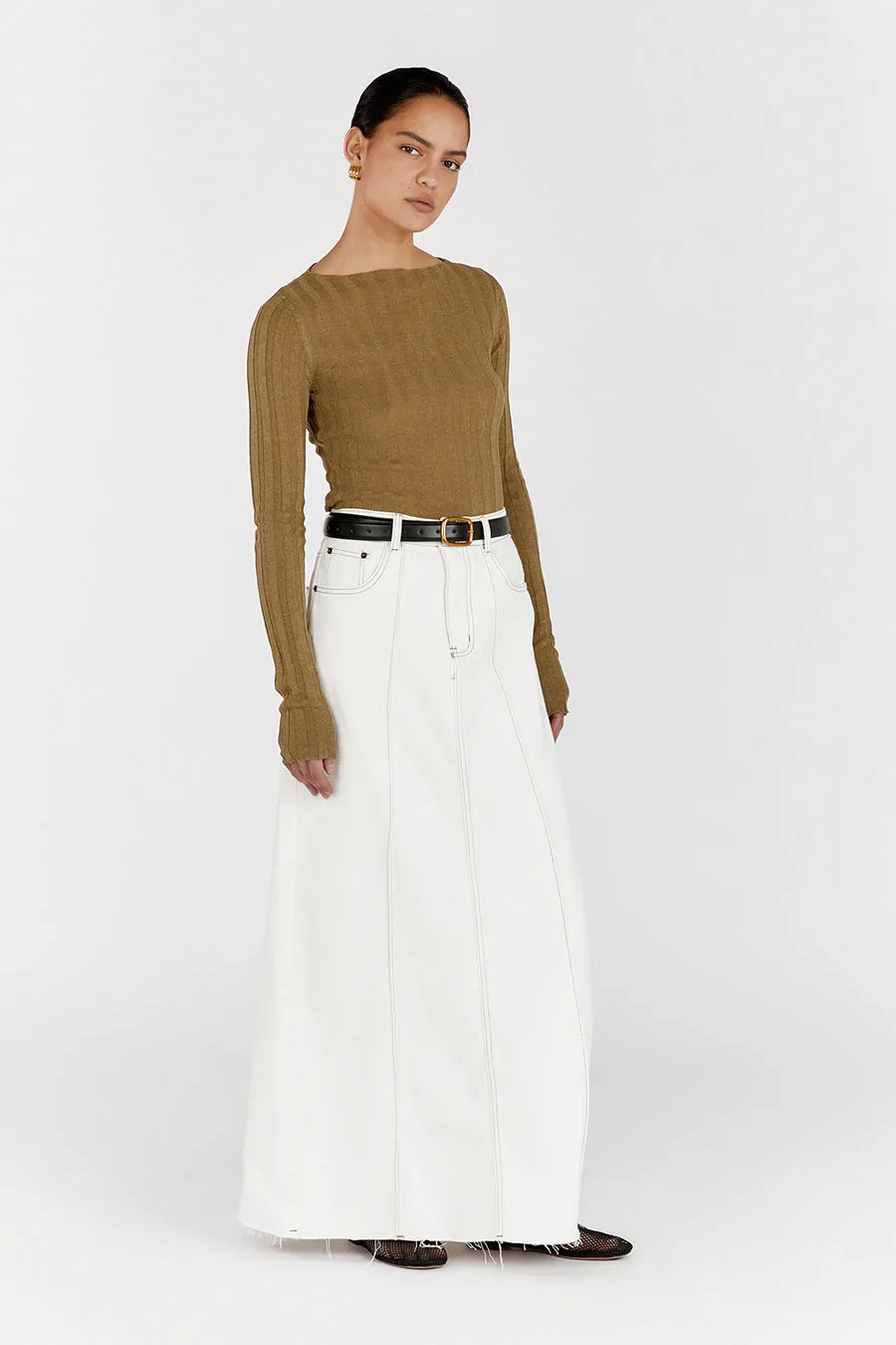 GOLDIE KHAKI MARLE LONG SLEEVE TOP sold by Dissh product image thumbnail 3