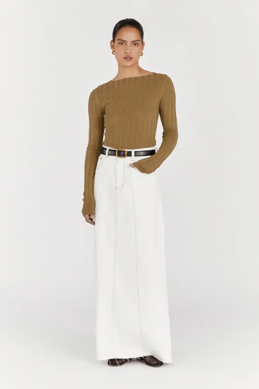 GOLDIE KHAKI MARLE LONG SLEEVE TOP sold by Dissh