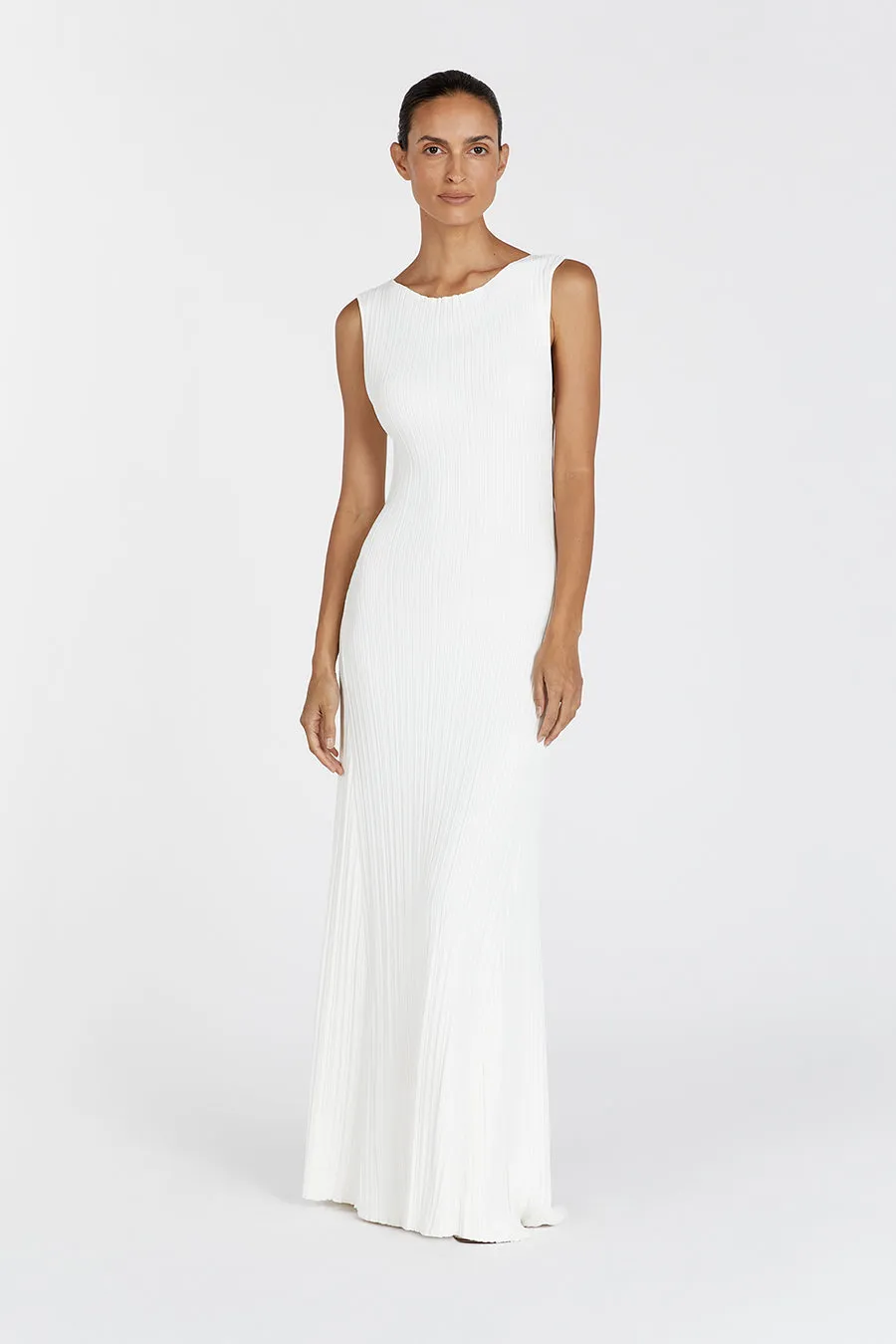 IVY OFF WHITE SLEEVELESS MIDI DRESS sold by Dissh