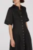 FRANNIE BLACK LINEN SHIRT DRESS sold by Dissh
