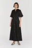 FRANNIE BLACK LINEN SHIRT DRESS sold by Dissh