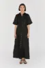 FRANNIE BLACK LINEN SHIRT DRESS sold by Dissh