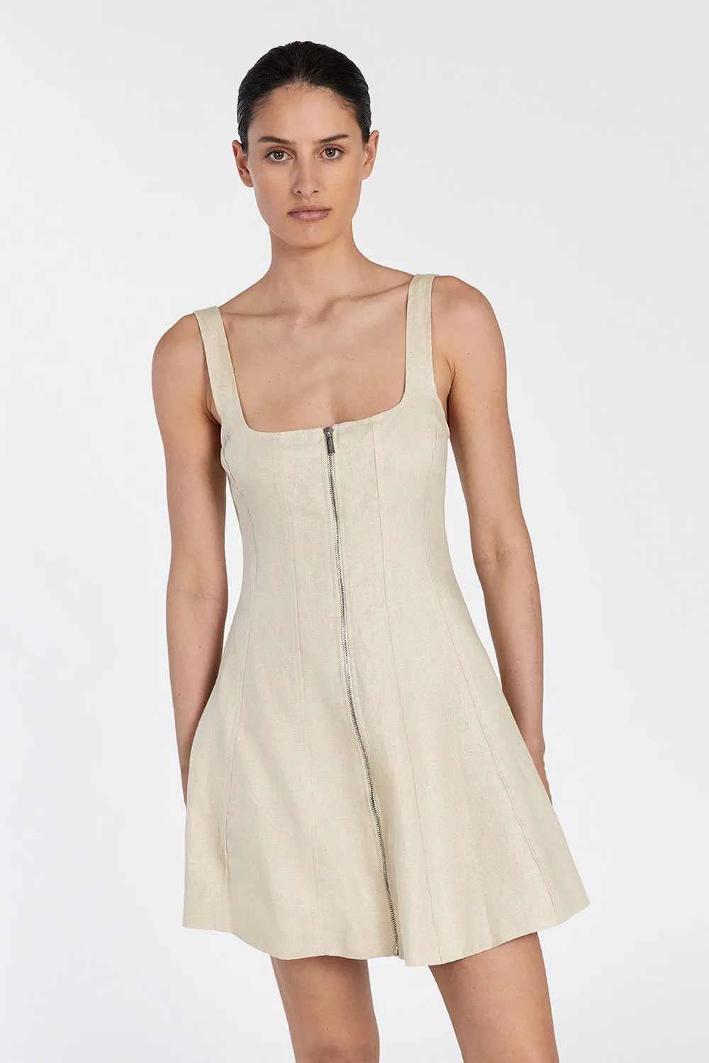 HARRIET SAND LINEN MINI DRESS sold by Dissh product image thumbnail 3