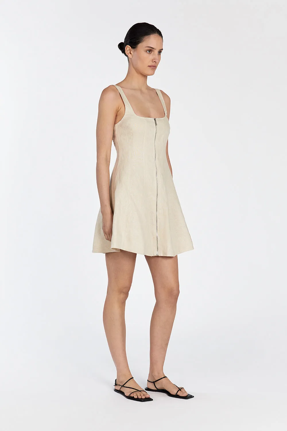 HARRIET SAND LINEN MINI DRESS sold by Dissh product image thumbnail 2