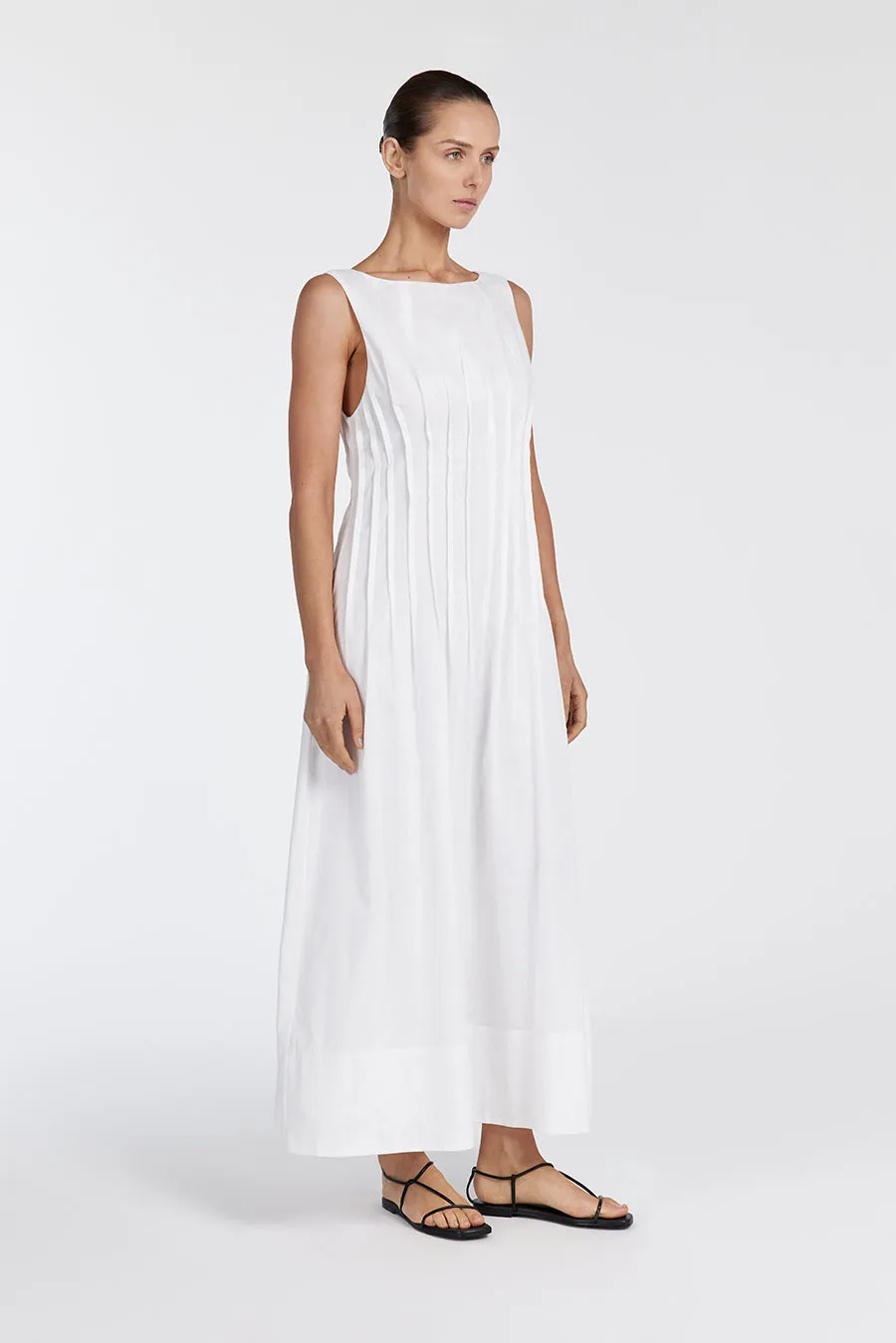 MANA WHITE LINEN MIDI DRESS sold by Dissh product image thumbnail 4