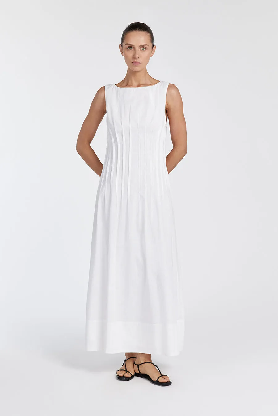 MANA WHITE LINEN MIDI DRESS sold by Dissh product image thumbnail 2