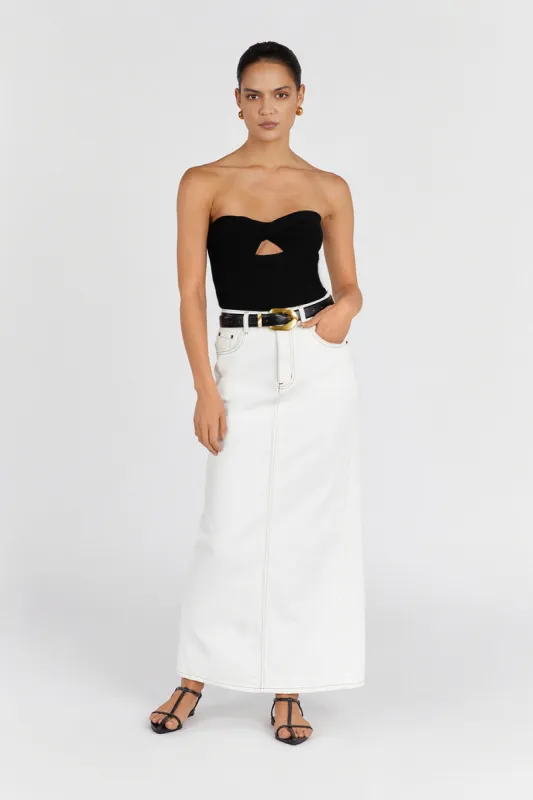 BIANCA BLACK BANDEAU KNIT TOP sold by Dissh