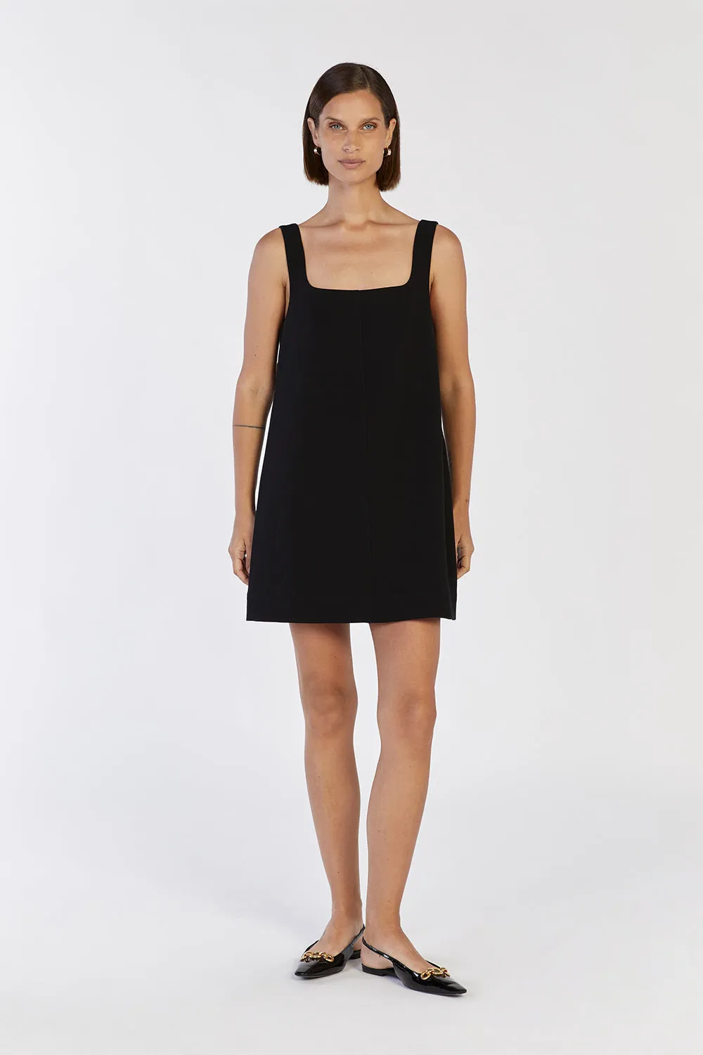 ROSA BLACK SHIFT MINI DRESS sold by Dissh