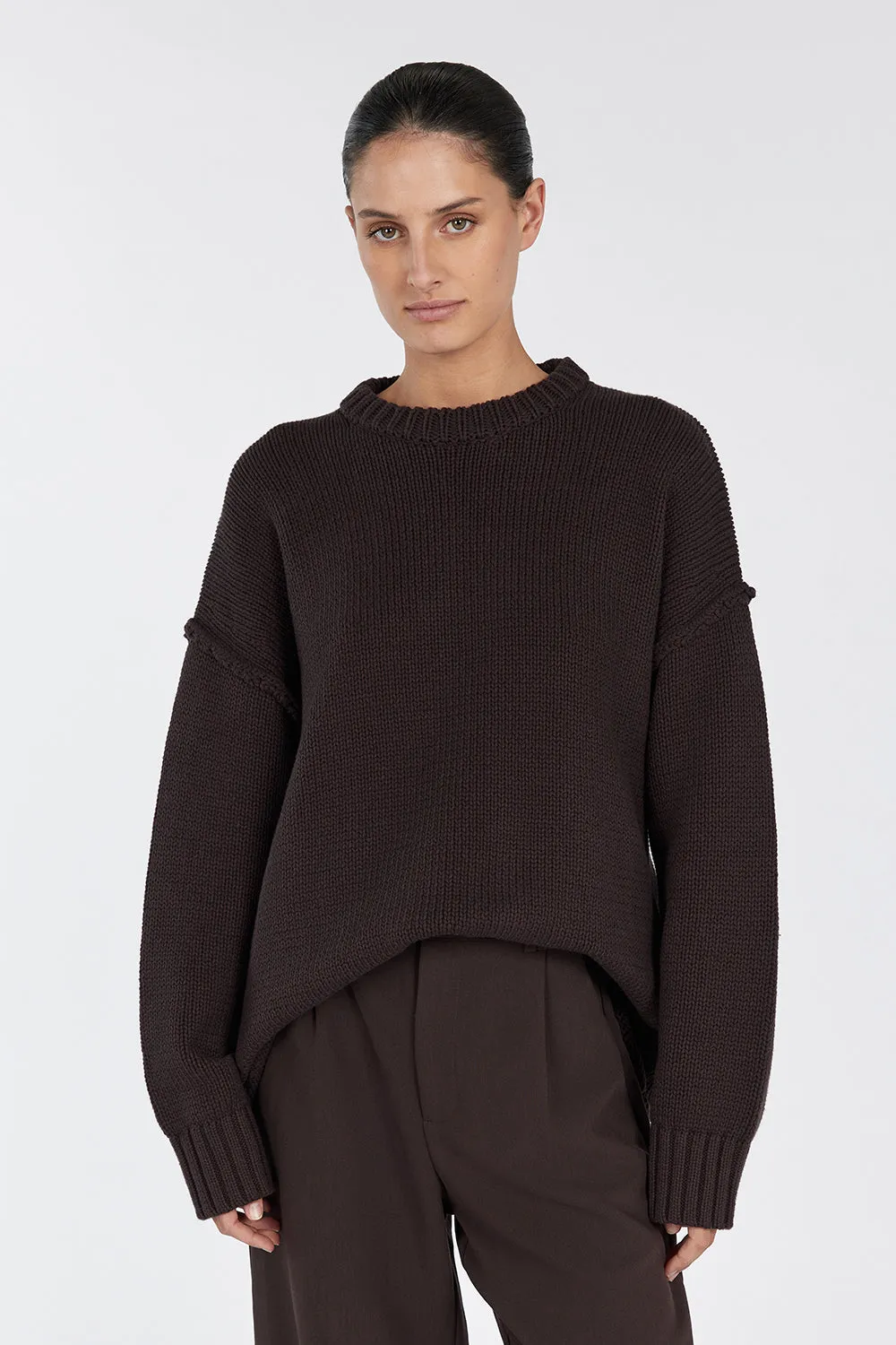 ROY CHOC OVERSIZED LONGLINE KNIT JUMPER sold by Dissh product image thumbnail 2