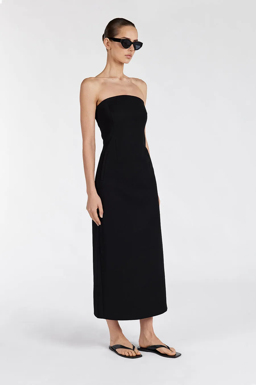 OPAL BLACK STRAPLESS MIDI DRESS sold by Dissh product image thumbnail 3